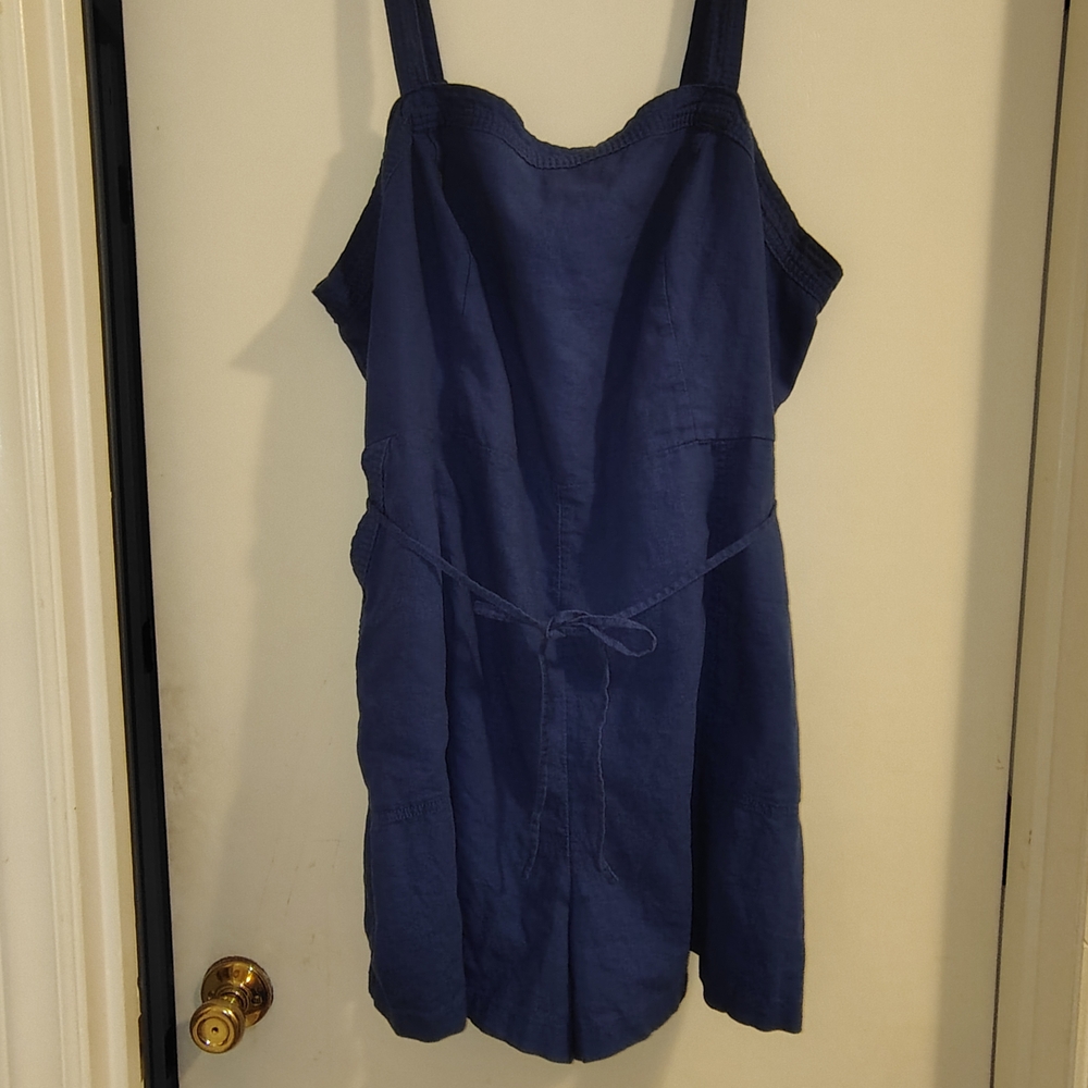 Blue Sleeveless Dress with Tie Waist